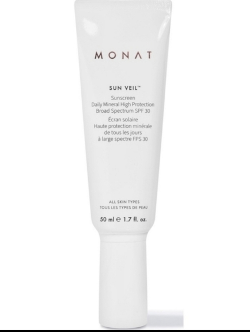 New  Monat Sun Veil Daily Mineral Sunscreen SPF 30 - White